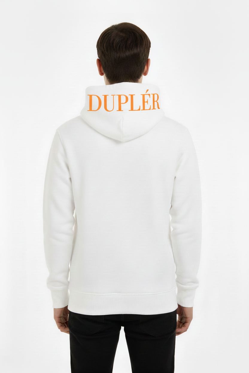 Duplér Hoodie med ljus orange text