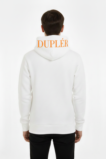 Duplér Hoodie med ljus orange text