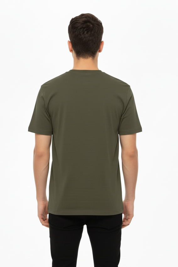 Duplér plain olive tee bakifrån