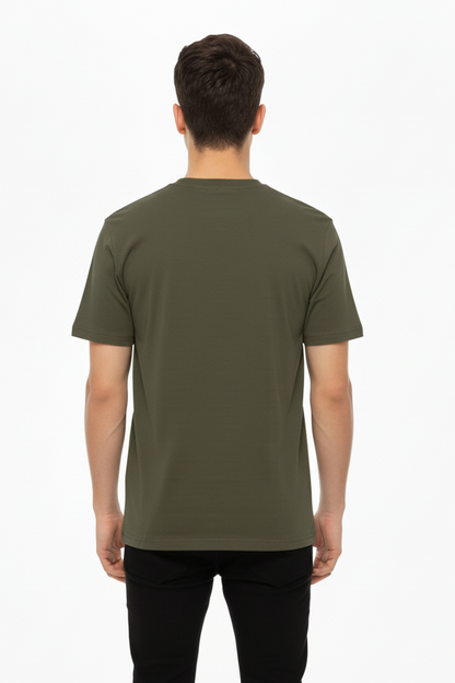 Duplér plain olive tee bakifrån