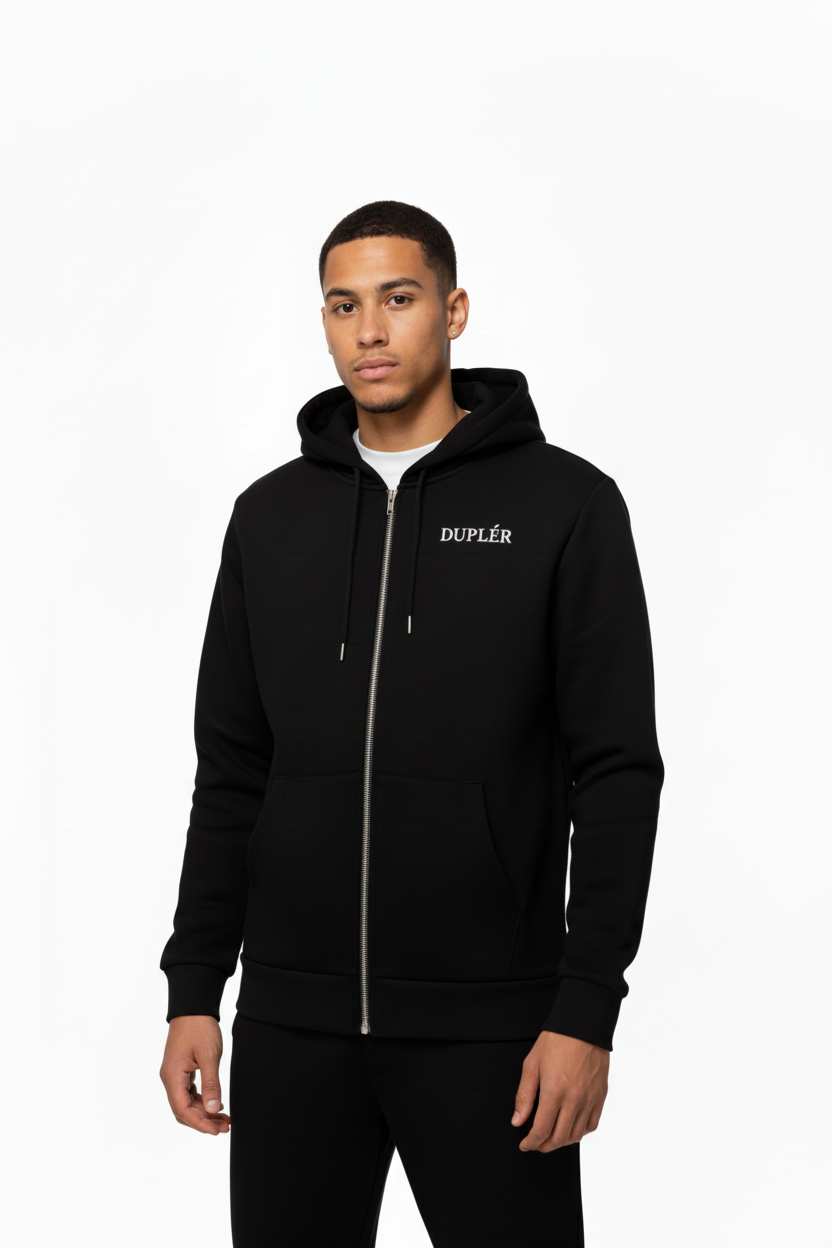 DUPLÉR Svart Hoodie – stängda fickor