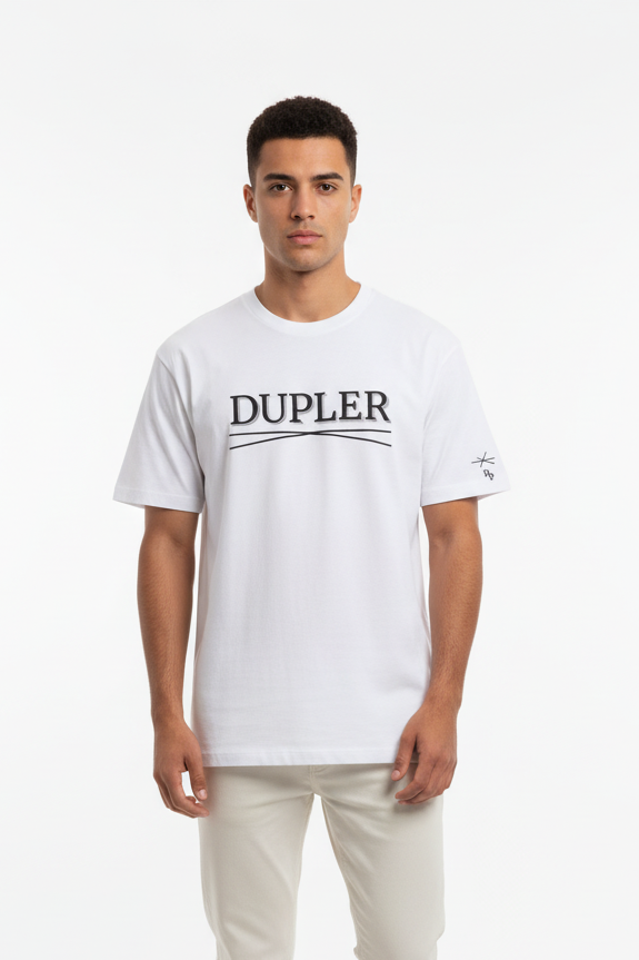 Duplér Vit T-shirt – på person