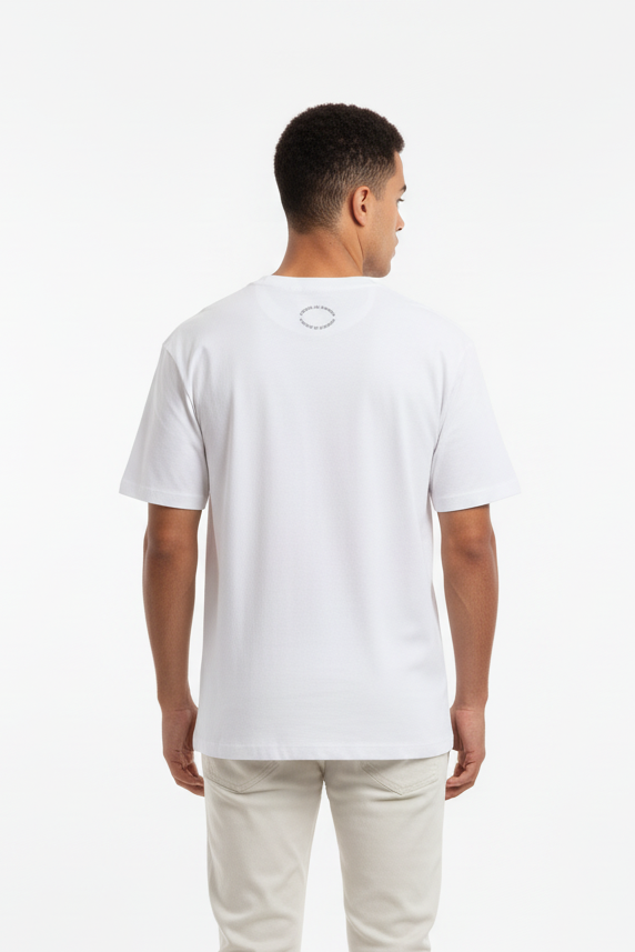 Model wearing DUPLÉR t-shirt from behind