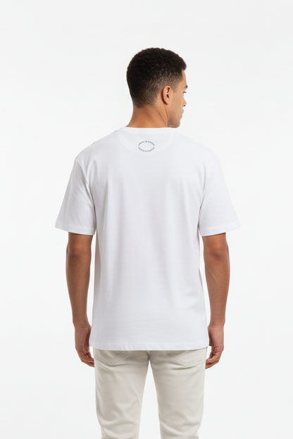 Model wearing DUPLÉR t-shirt from behind